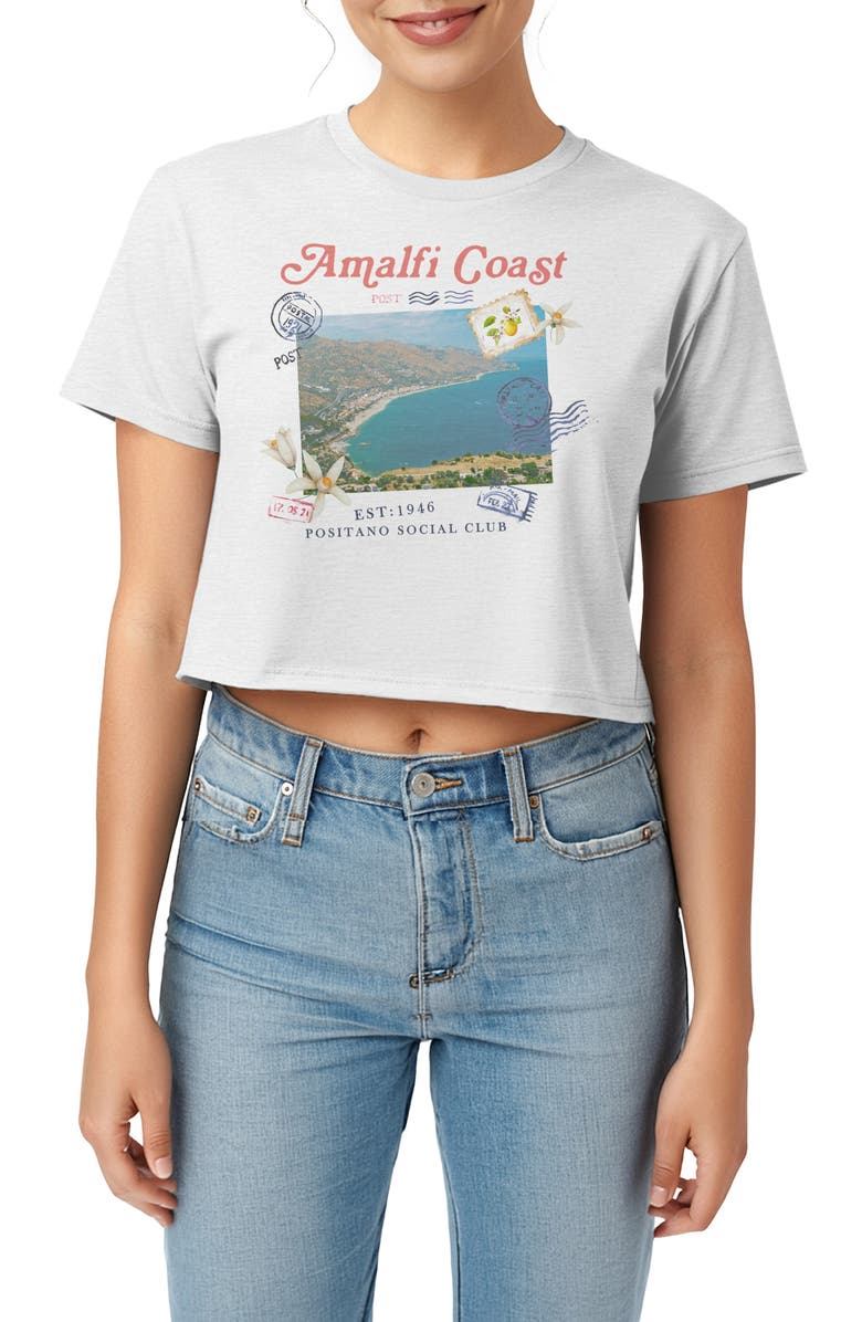 Monster Digital Amalfi Postcard Crop Graphic T-Shirt, Main, color, Bright White