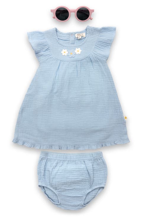 Organic Cotton Gauze Dress, Bloomers & Sunglasses Set (Baby)