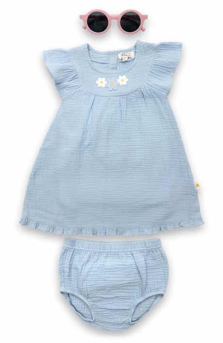 JOY JUST ORGANIC YOU Organic Cotton Gauze Dress, Bloomers & Sunglasses Set