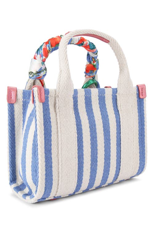 Kurt Geiger London Extra Small Southbank Stripe Shopper In Open Blue