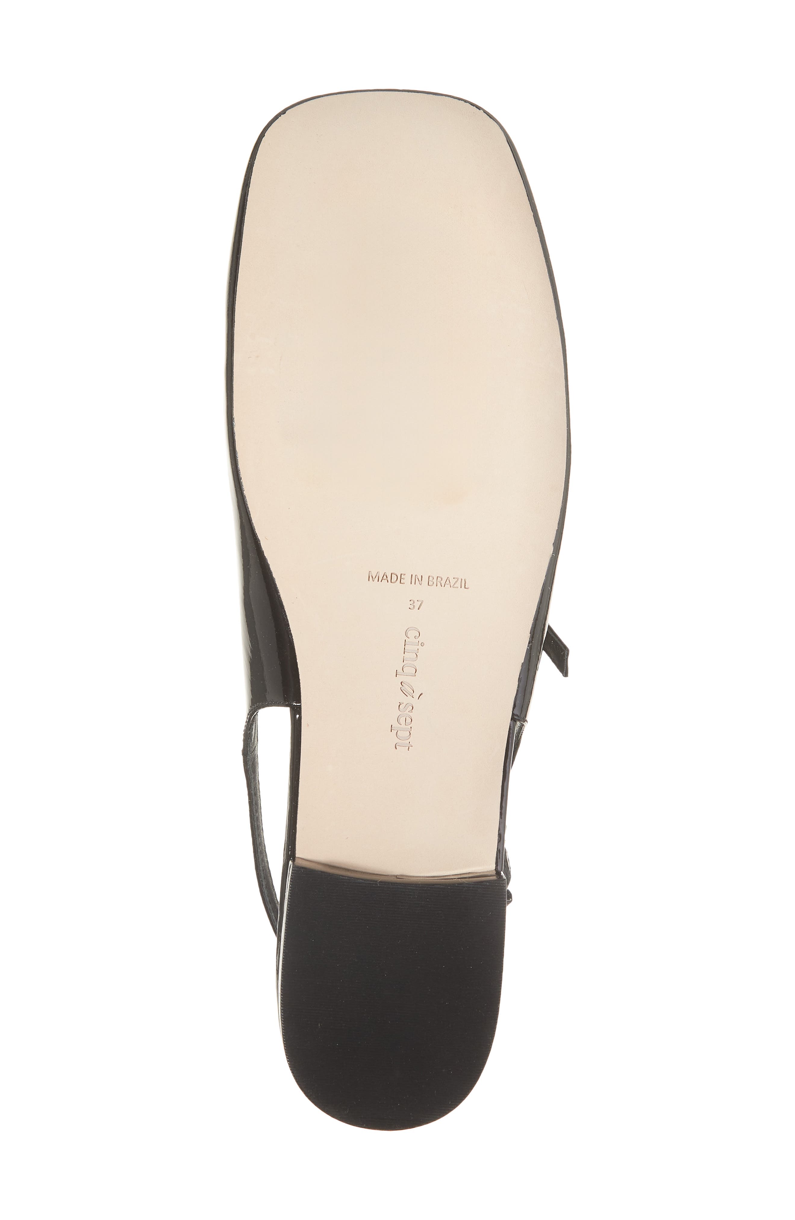 Elena Leather Square Toe Flat, Alternate, color, BLACK