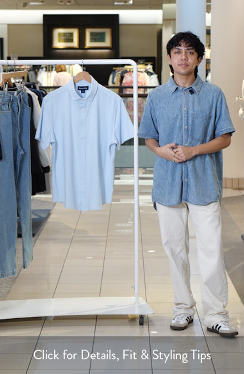 Newport Solid Short Sleeve Knit Cotton Blend Button-Up Shirt, sales video thumbnail