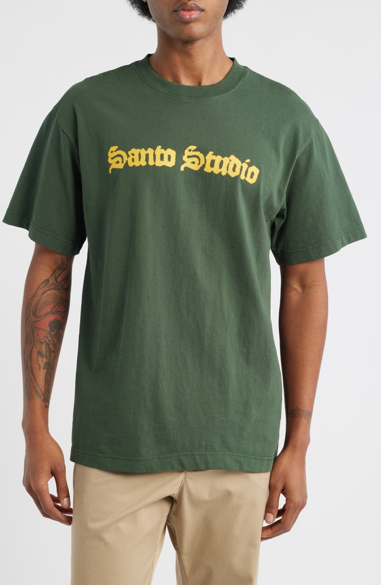 SANTO STUDIO Old English Cotton Graphic T-Shirt, Main, color, Green
