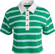 Alice + Olivia Lyle Short Sleeve Rugby Stripe Polo