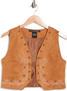 Forgotten Grace Studded Embroidered Faux Suede Vest