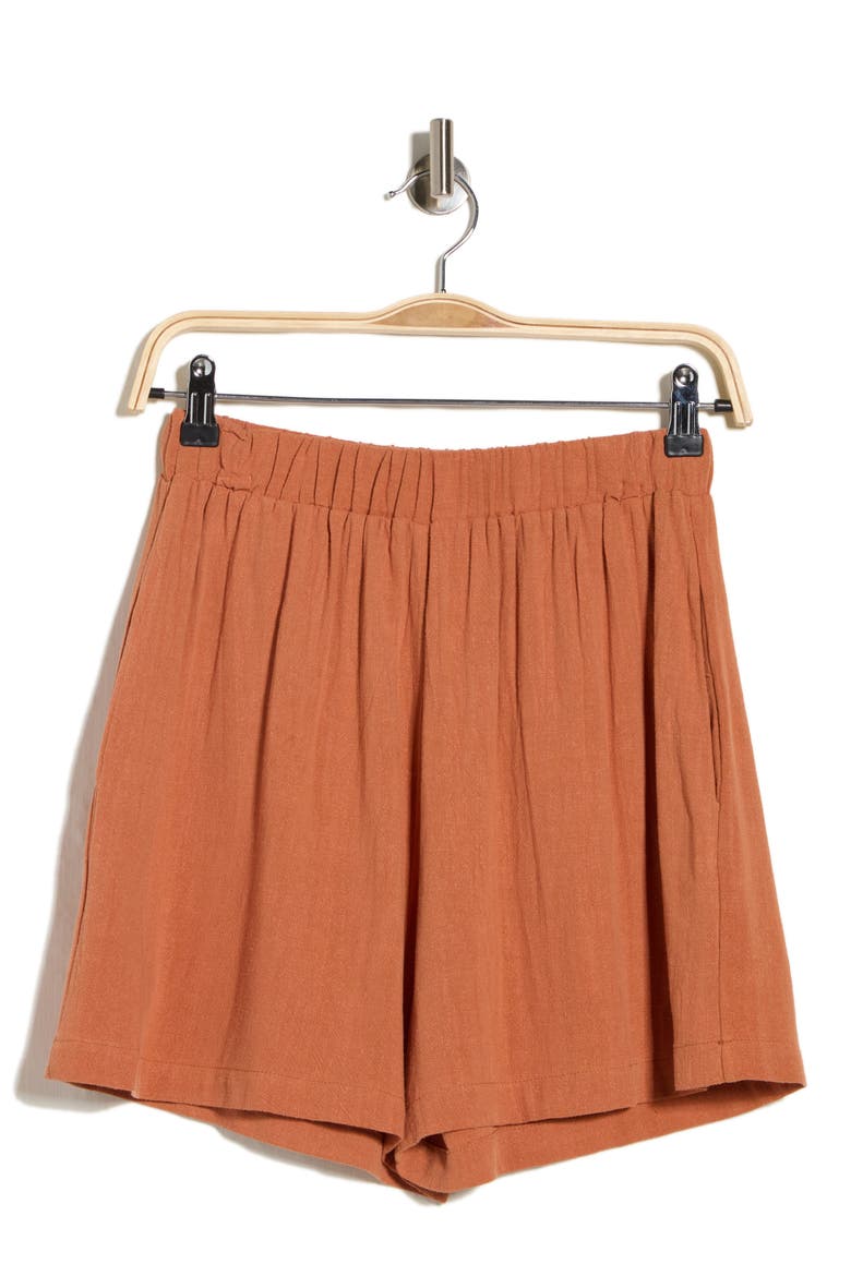 Elastic Waist Shorts, Alternate, color, RUST