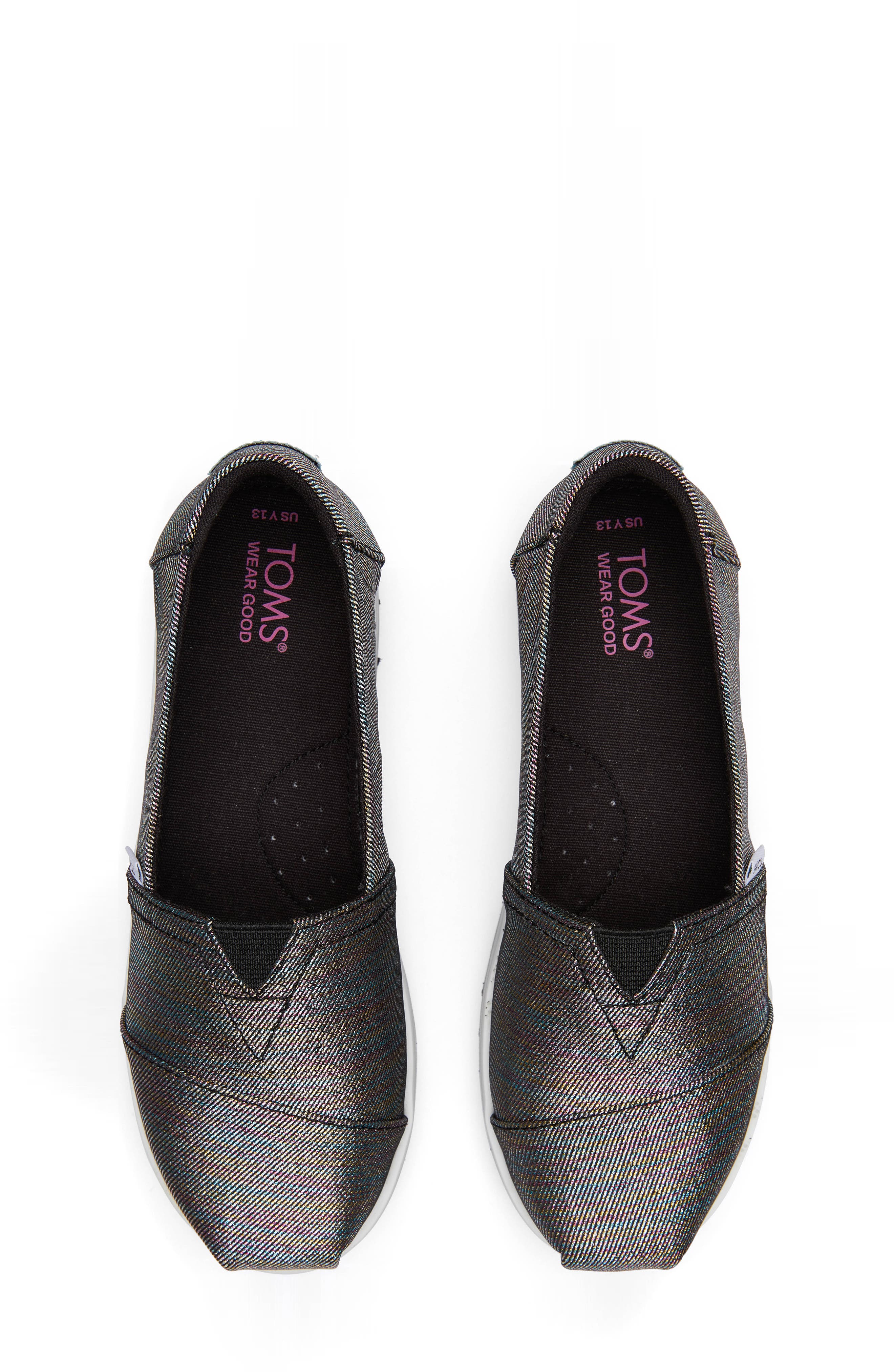 TOMS Kids' Classic Alpargata Platform Slip-On, Alternate, color, Black Black