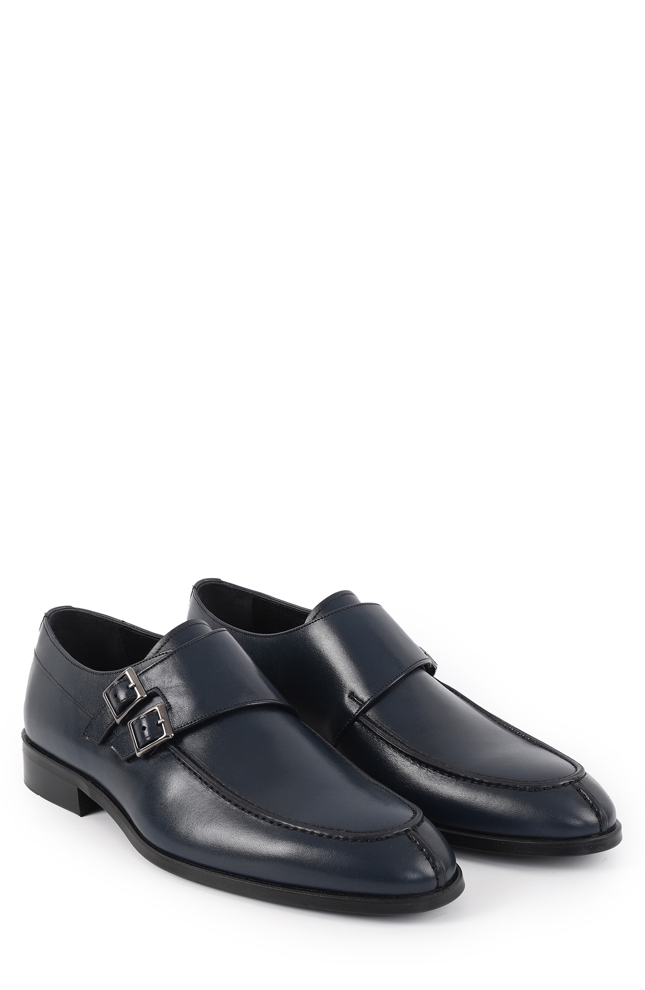 Arlington Double Monk Strap Leather Loafer, Alternate, color, NAVY BLUE