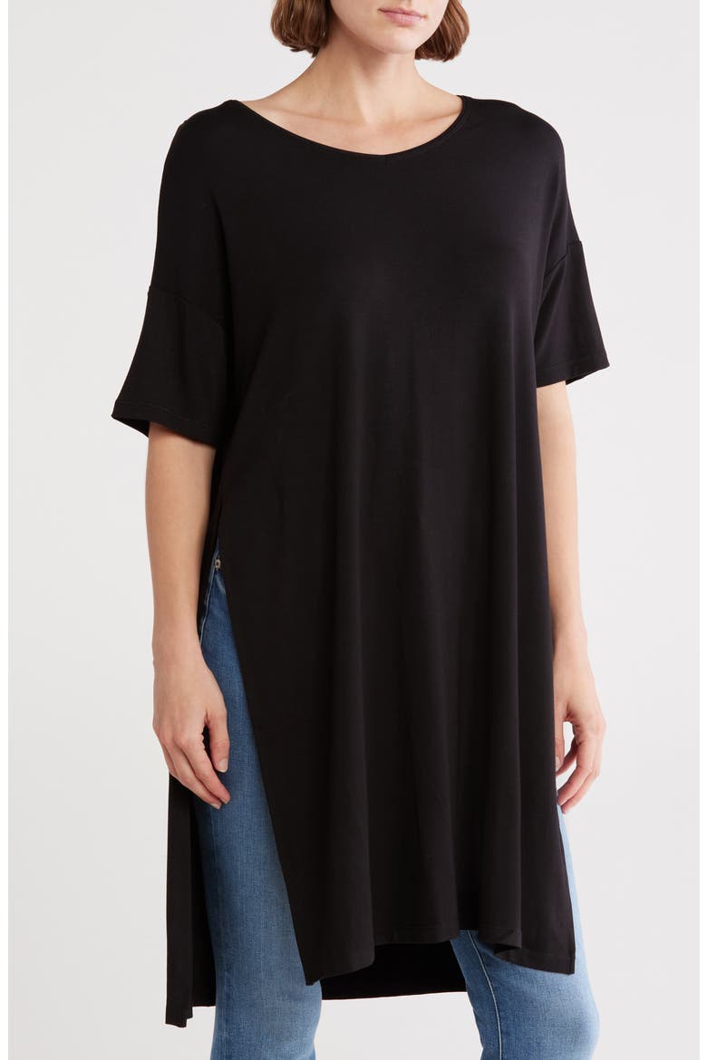 Side Slit Tunic Shirt, Main, color, BLACK