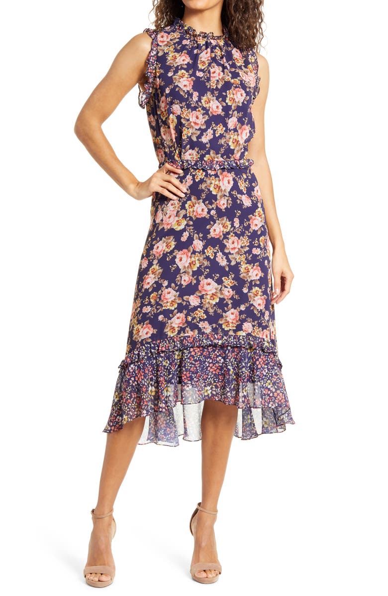 Julia Jordan Floral Ruffle Dress, Main, color, 