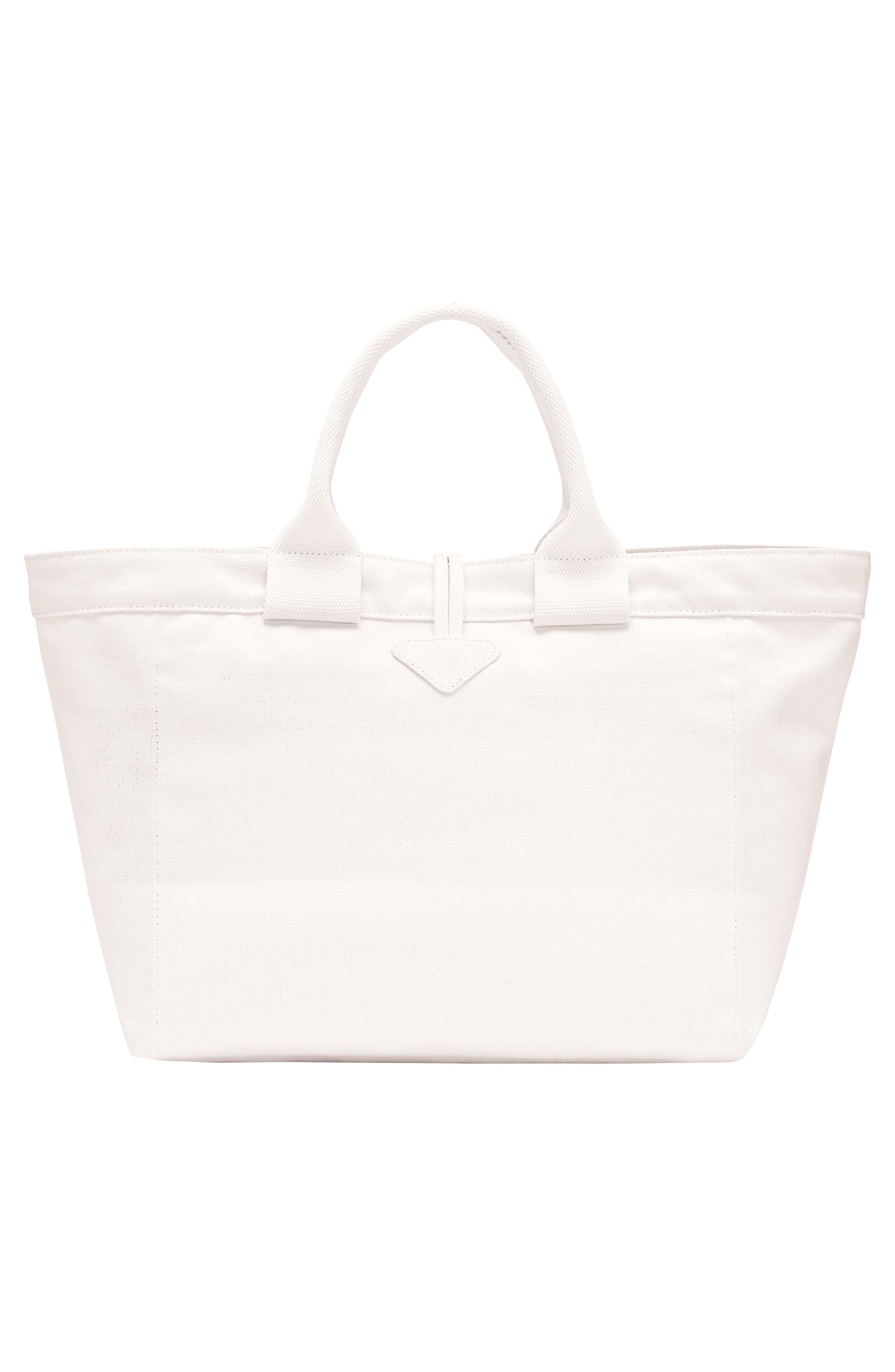 Longchamp Large Le Roseau Cotton Canvas Tote, Alternate, color, Ecru