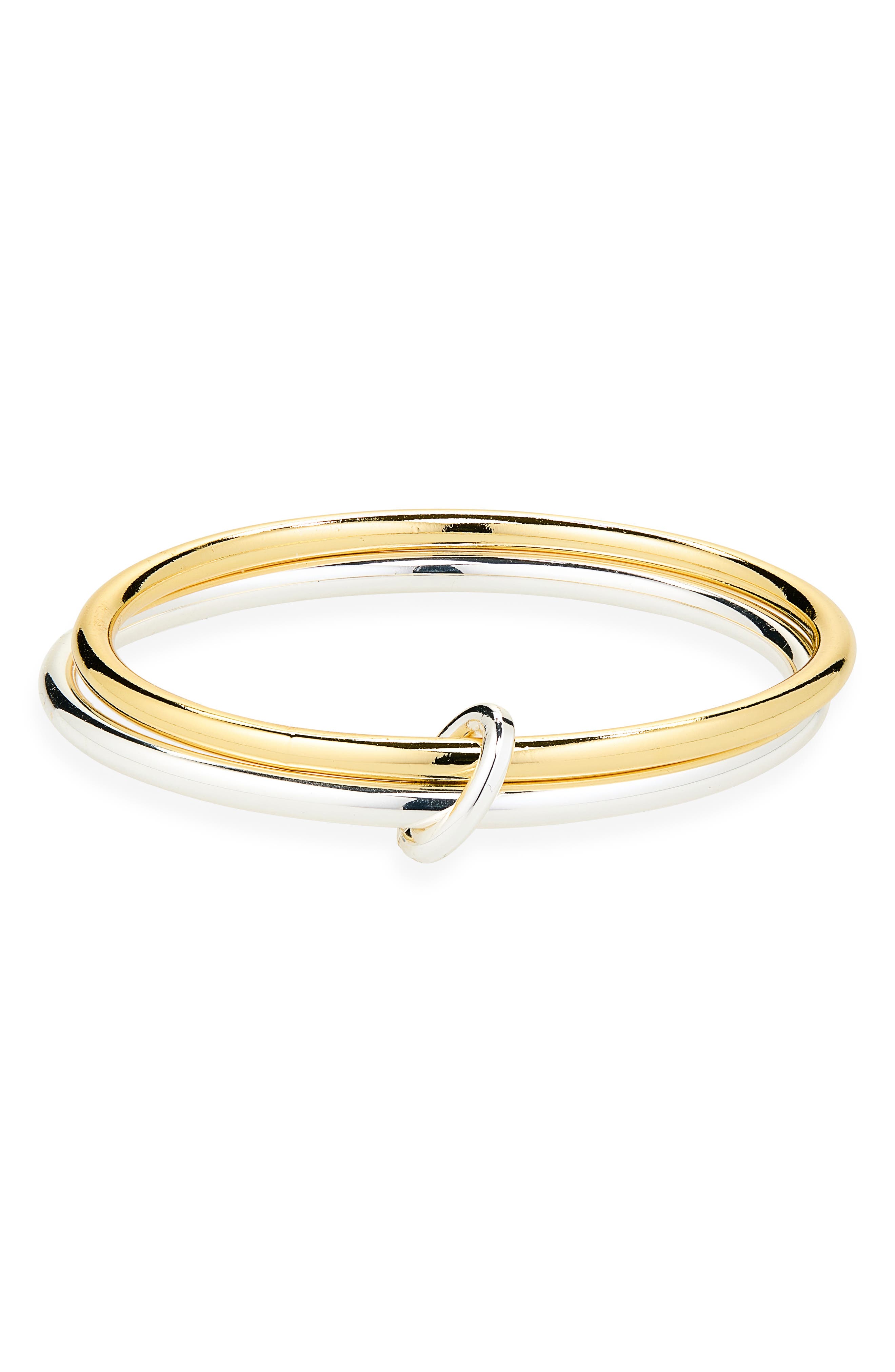 Two-Tone Interlocking Bangle Bracelet
