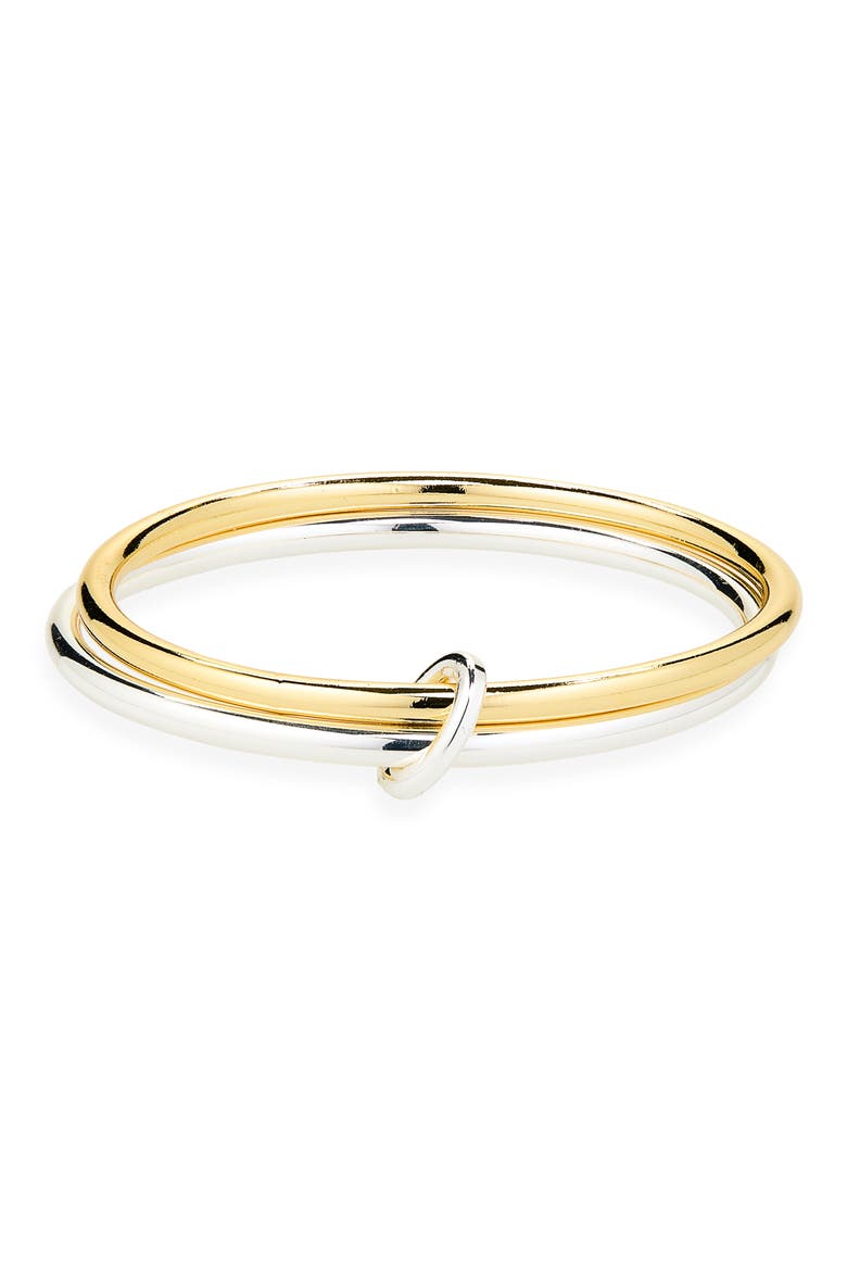 Two-Tone Interlocking Bangle Bracelet, Main, color, GOLD/ SILVER