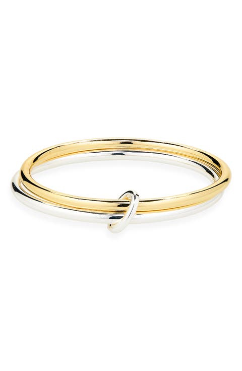Two-Tone Interlocking Bangle Bracelet