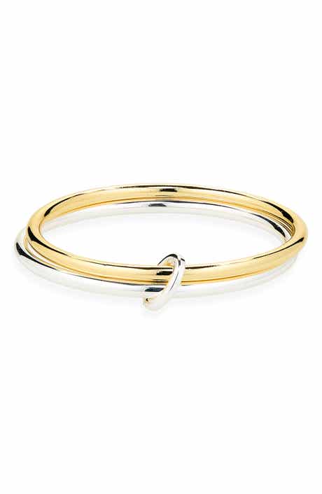 Two-Tone Interlocking Bangle Bracelet