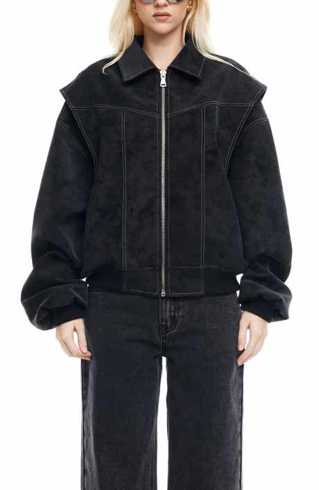 LIONESS Vista Faux Suede Bomber Jacket