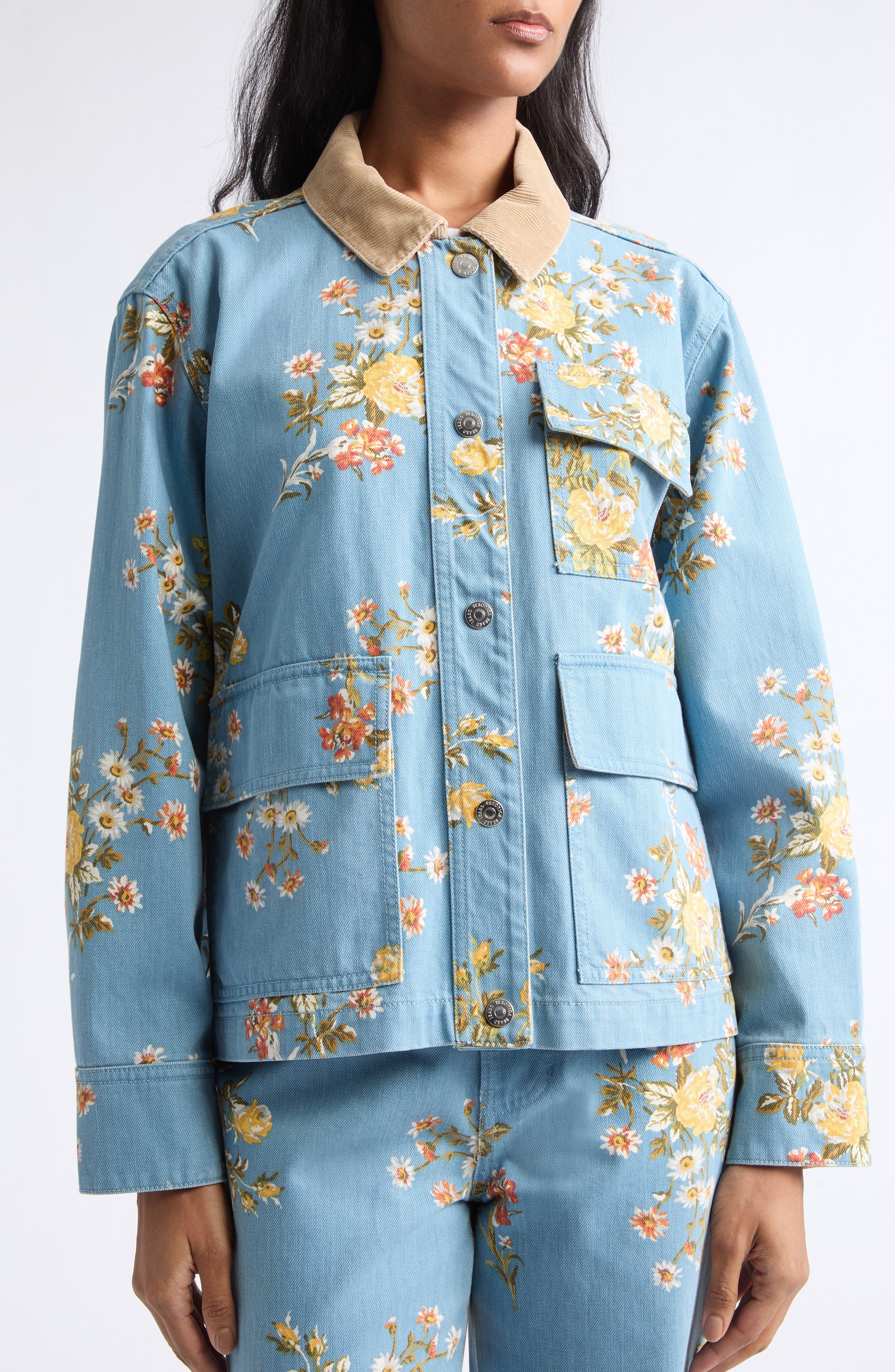 Veronica Beard Leighton Floral Print Denim Jacket (Women) | Nordstrom