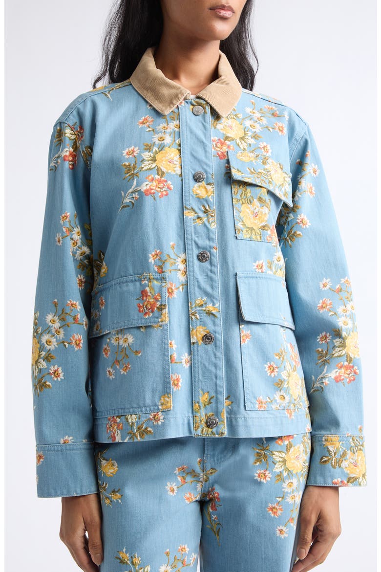 Leighton Floral Print Denim Jacket, Alternate, color, GARDEN BOUQUET