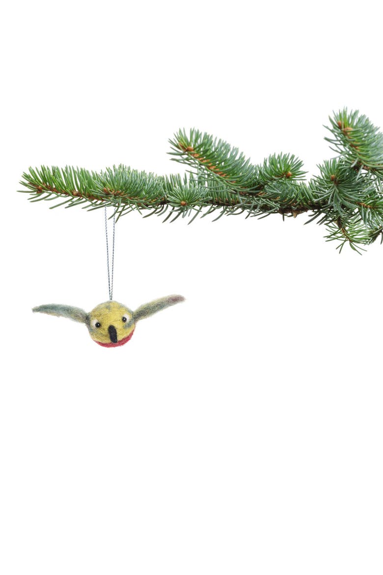 Hummingbird Felted Wool Hanging Christmas Tree Ornament, Alternate, color, Green