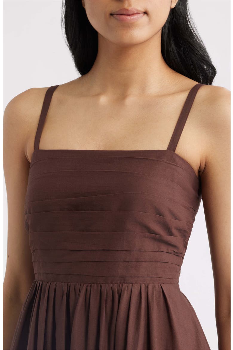 Pleated Bodice Floral Print Maxi Dress, Alternate, color, ESPRESSO IVORY