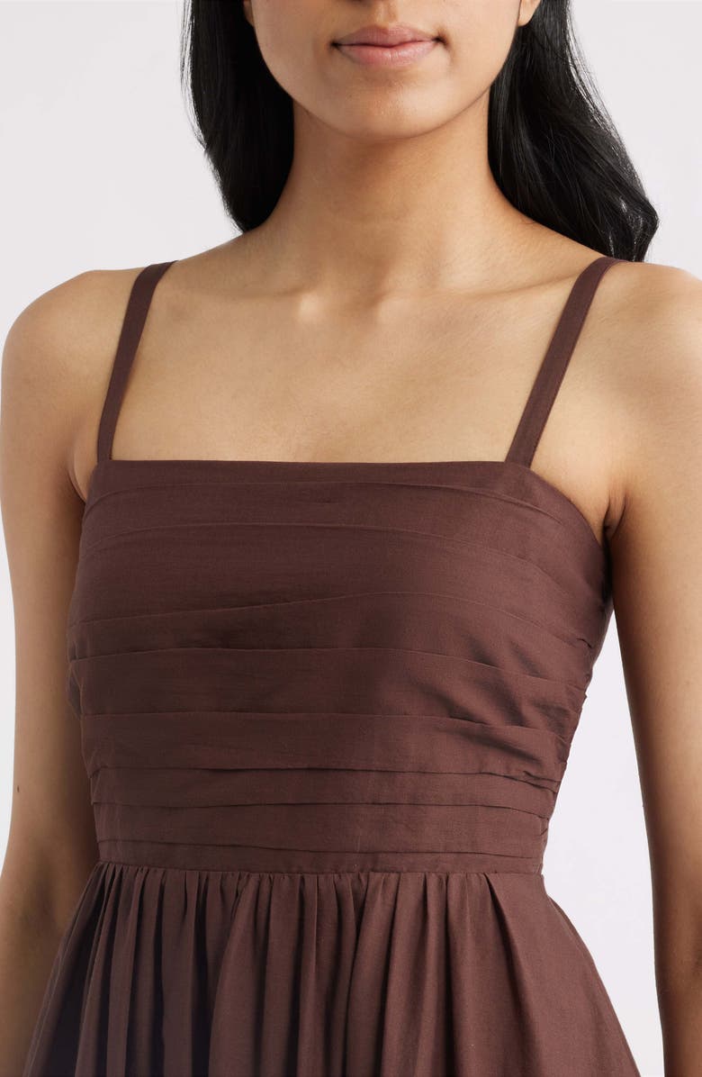 Tahari ASL Pleated Bodice Floral Print Maxi Dress, Alternate, color, Espresso Ivory