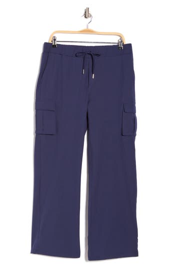 Jessica Simpson Fleece Lined Woven Cargo Pants In Blue