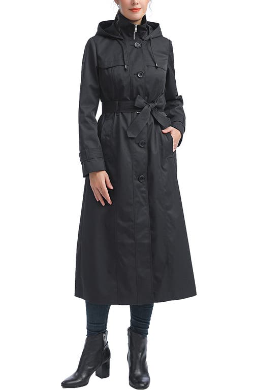 Kimi & Kai Aine Hooded Long Rain Coat In Black