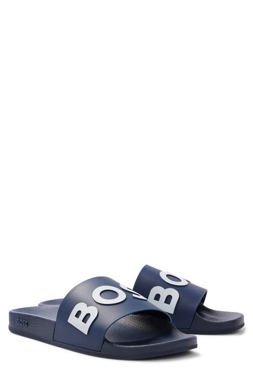 Hugo Boss Boss Bay Slide Sandal In Blue
