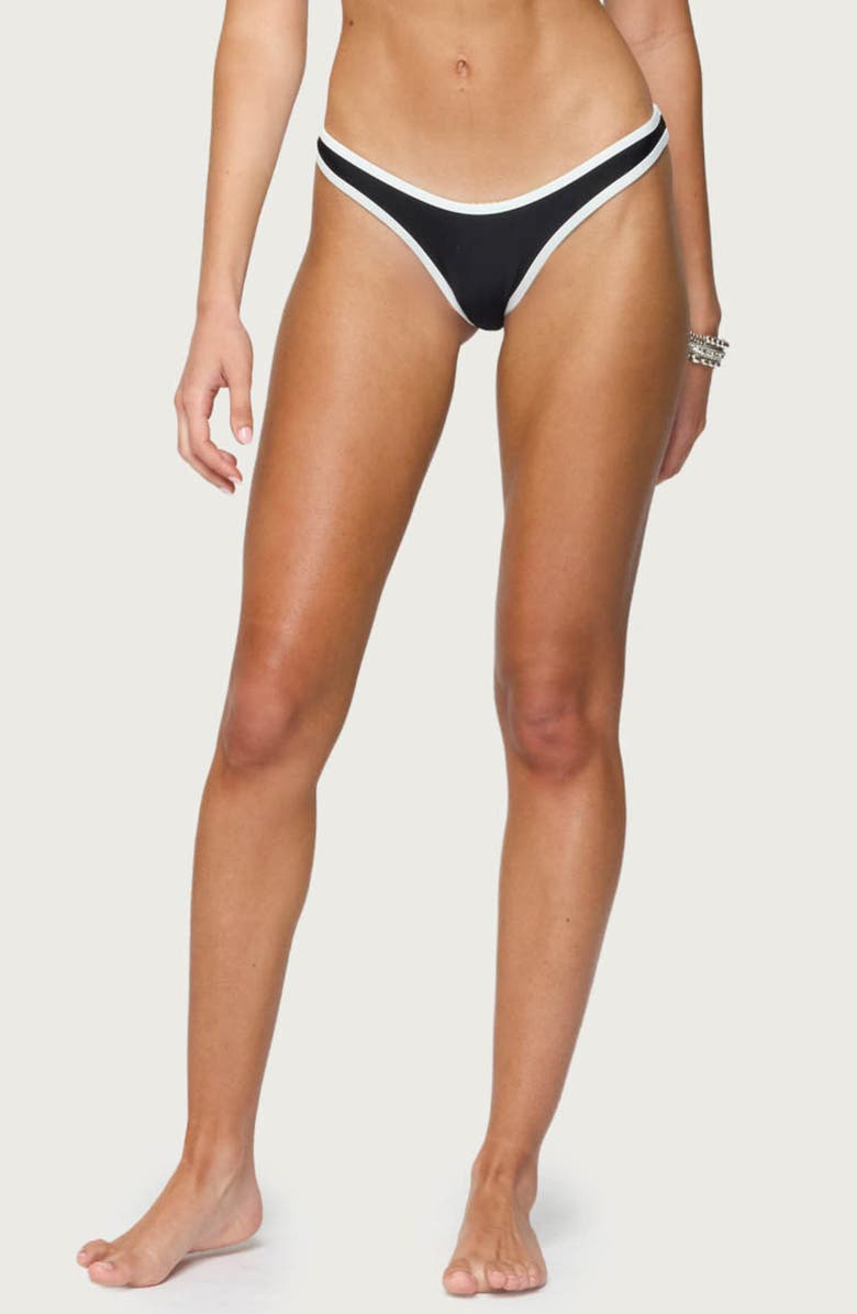 EDIKTED Dina Contrast Bikini Bottoms, Alternate, color, Black