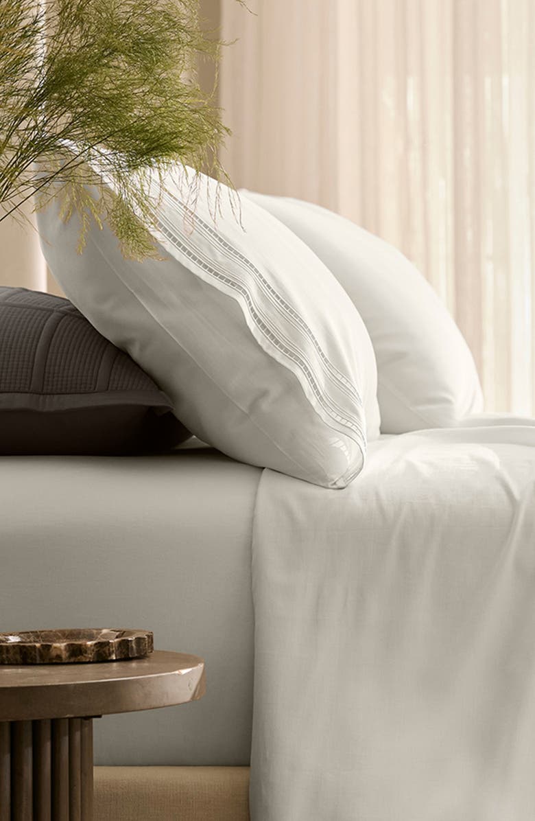 Boll & Branch Signature Ladder Stitch Set of 2 Organic Cotton Pillowcases, Alternate, color, White/ White