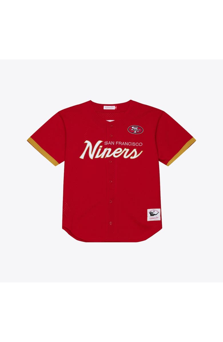Mitchell & Ness Men's Mitchell & Ness  Scarlet San Francisco 49ers Head Coach Mesh Full-Button Fashion Jersey, Main, color, Scarlet
