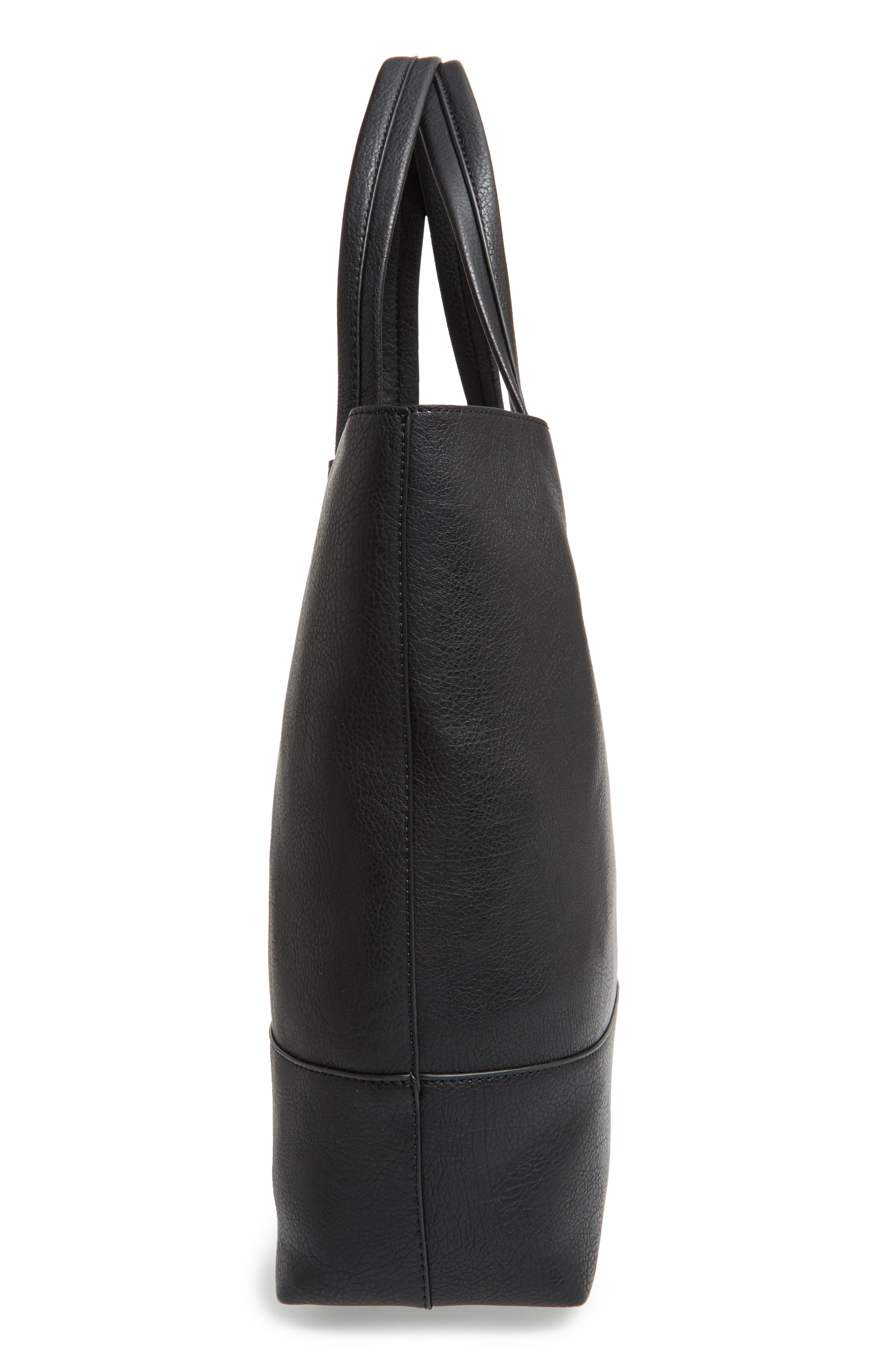 Oversize Melyssa Faux Leather Tote, Alternate, color, BLACK