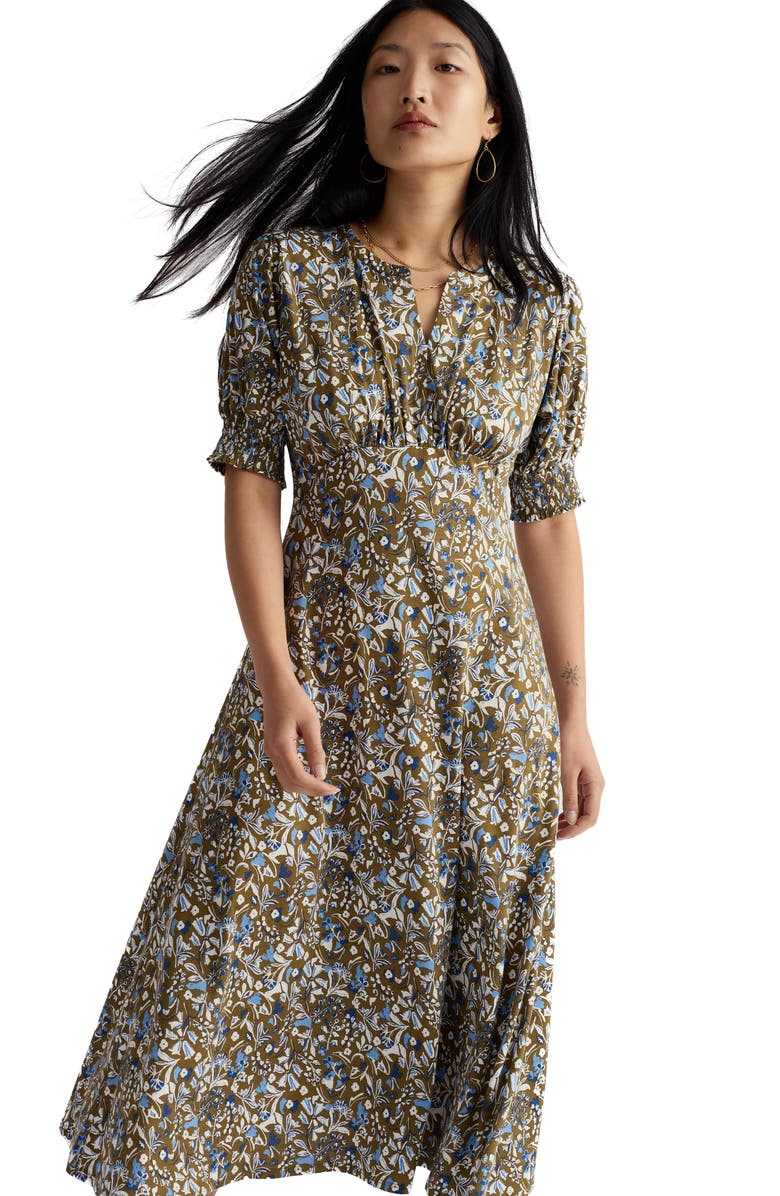 Seasalt Cornwall Fenil Floral Midi Dress, Alternate, color, Woodland Floral Seagrass