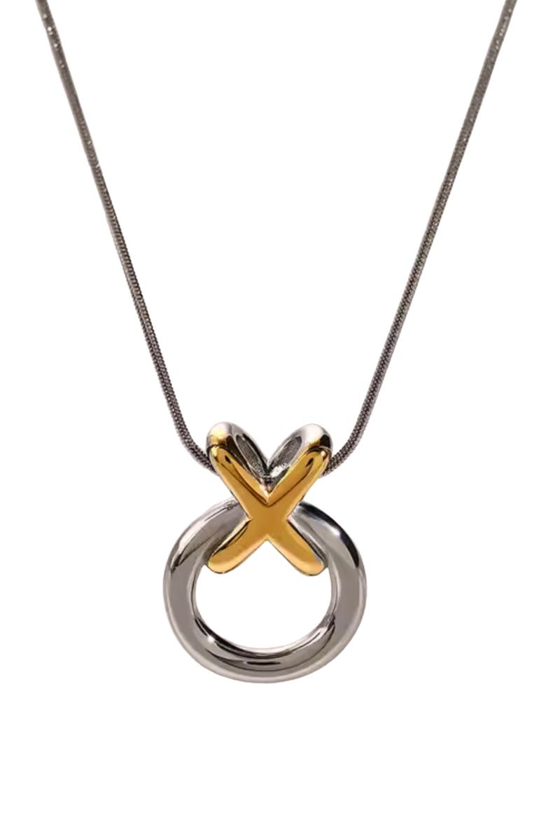 Love & Hugs Pendant Necklace, Main, color, GOLD/ SILVER