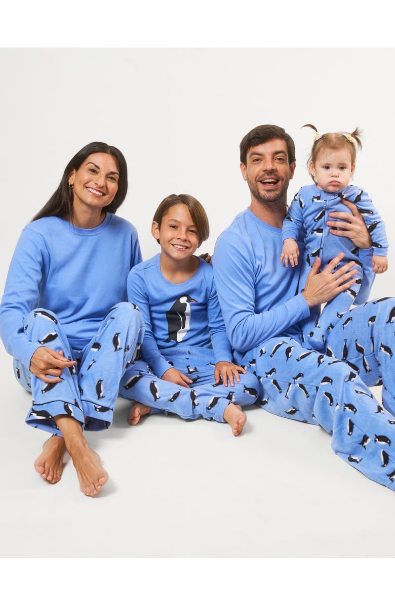 Leveret Footed Fleece Printed Matching Family Holiday Pajamas, Alternate, color, Penguin