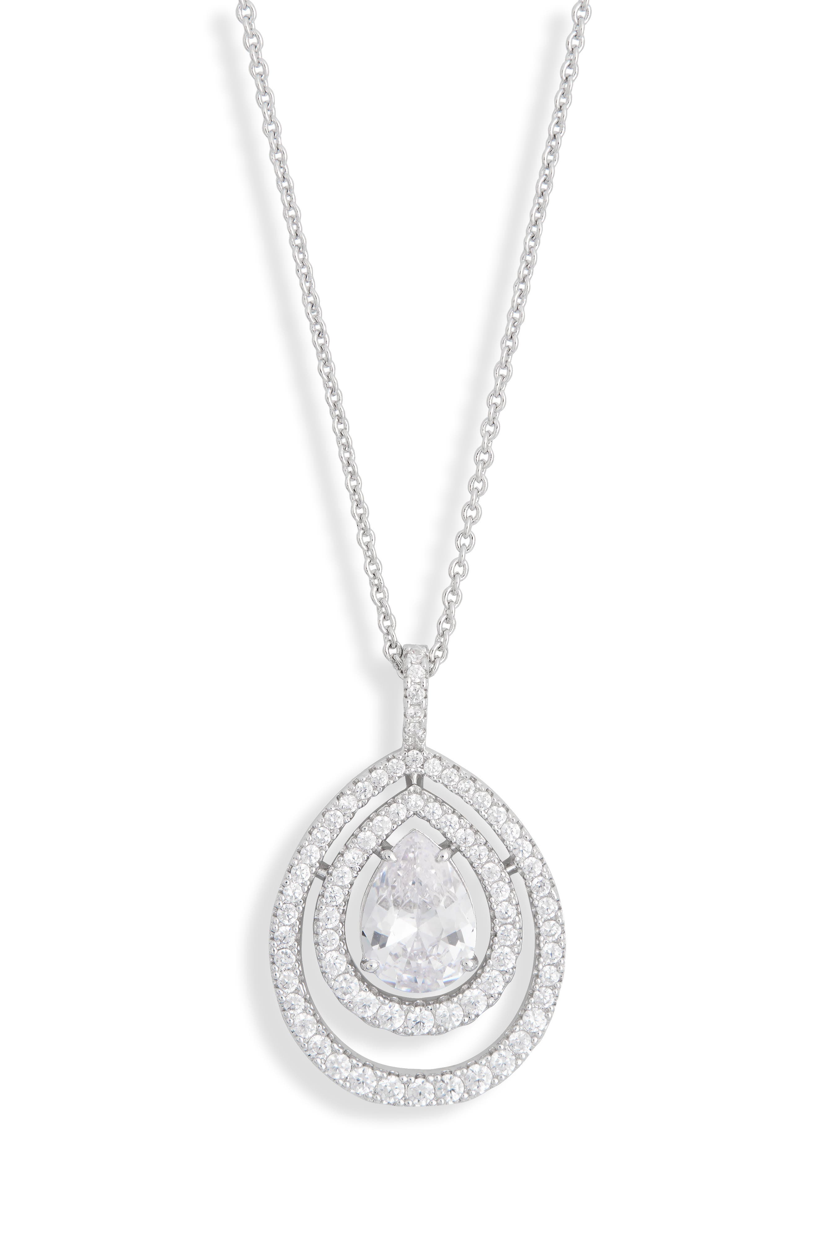 Jazmine Cubic Zirconia Double Halo Pendant Necklace