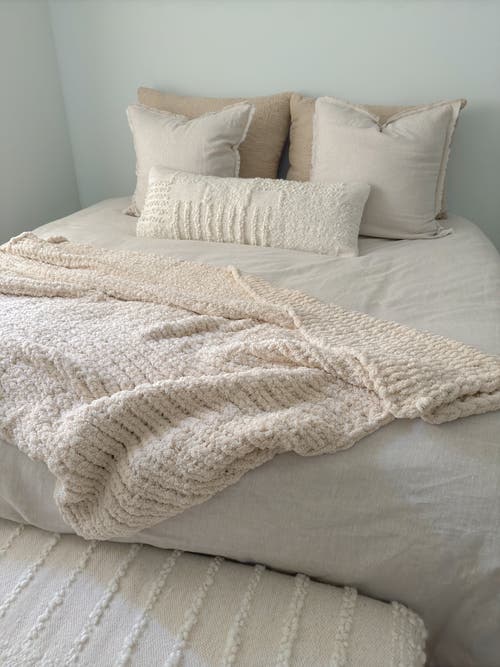 Anaya Oversized Plush Chenille Sweater Throw In White