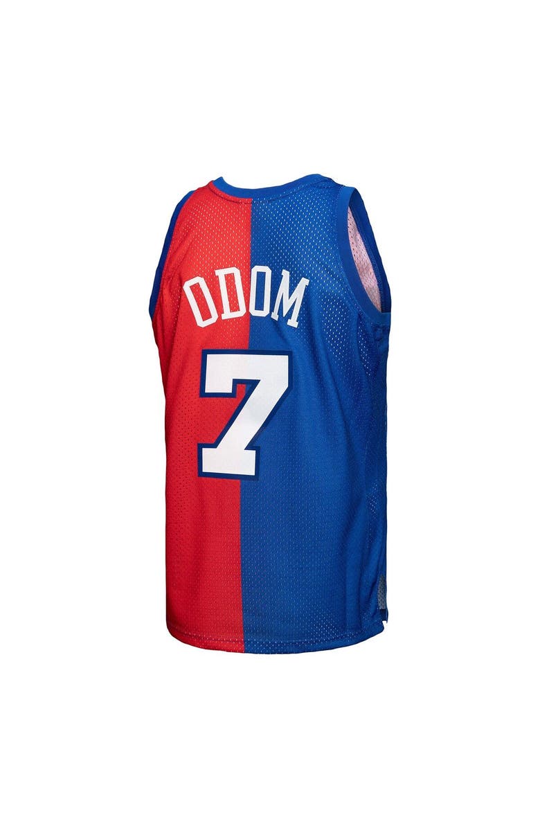 Mitchell & Ness Men's Mitchell & Ness Lamar Odom Royal/Red LA Clippers Hardwood Classics 2000/01 Split Swingman Jersey, Alternate, color, 
