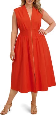 Kensie Front Zip Midi Dress