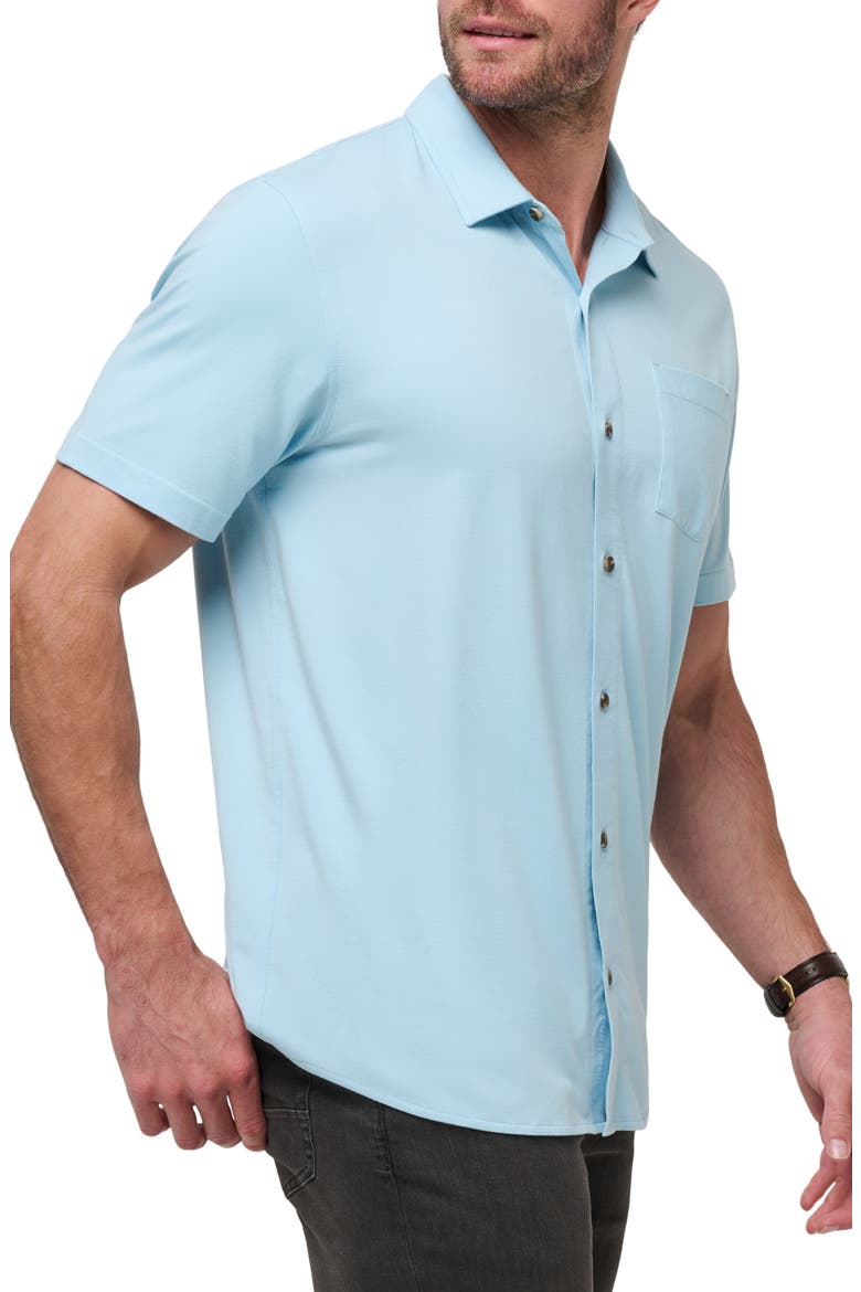 Sands of Time Short Sleeve Stretch Button-Up Shirt, Alternate, color, DREAM BLUE