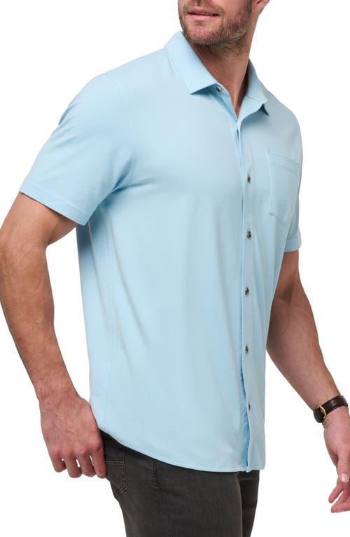 Travismathew Sands Of Time Short Sleeve Stretch Button-up Shirt In Dream Blue