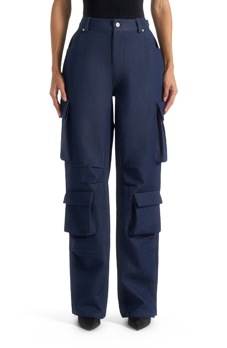Manière De Voir Emilie High Waisted Cargo Pants, Main, color, Indigo