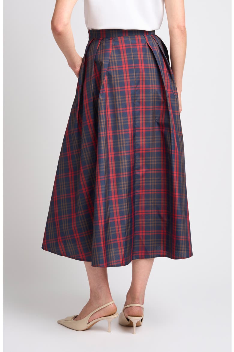Guinevere Pleated Plaid Midi Skirt, Alternate, color, INDIGO NIGHT