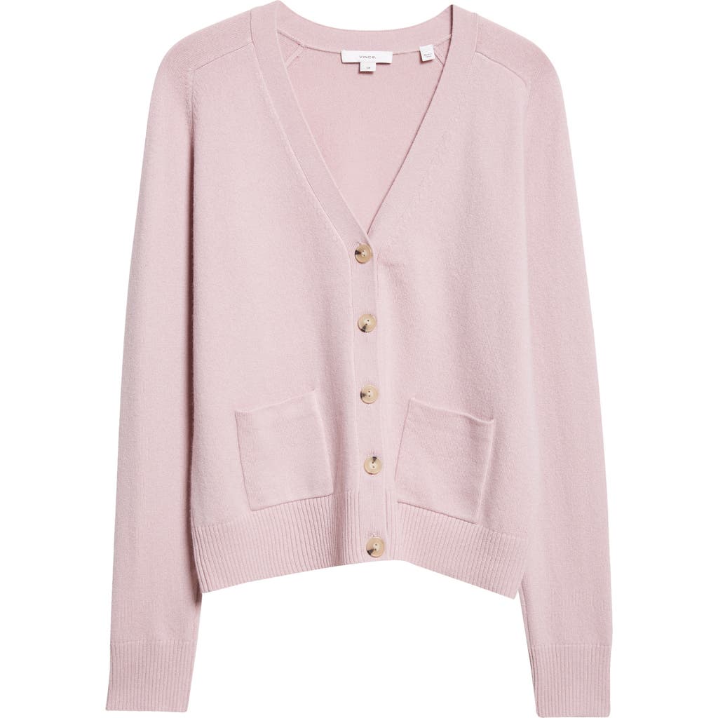 Vince Pocket Wool Blend Cardigan In Pink