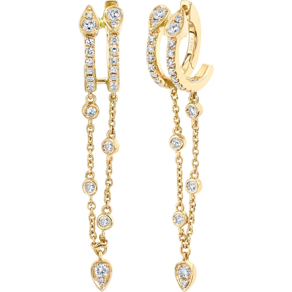 SHAY Diamond Fringe Double Hoop Drop Earrings in Yellow Gold  product