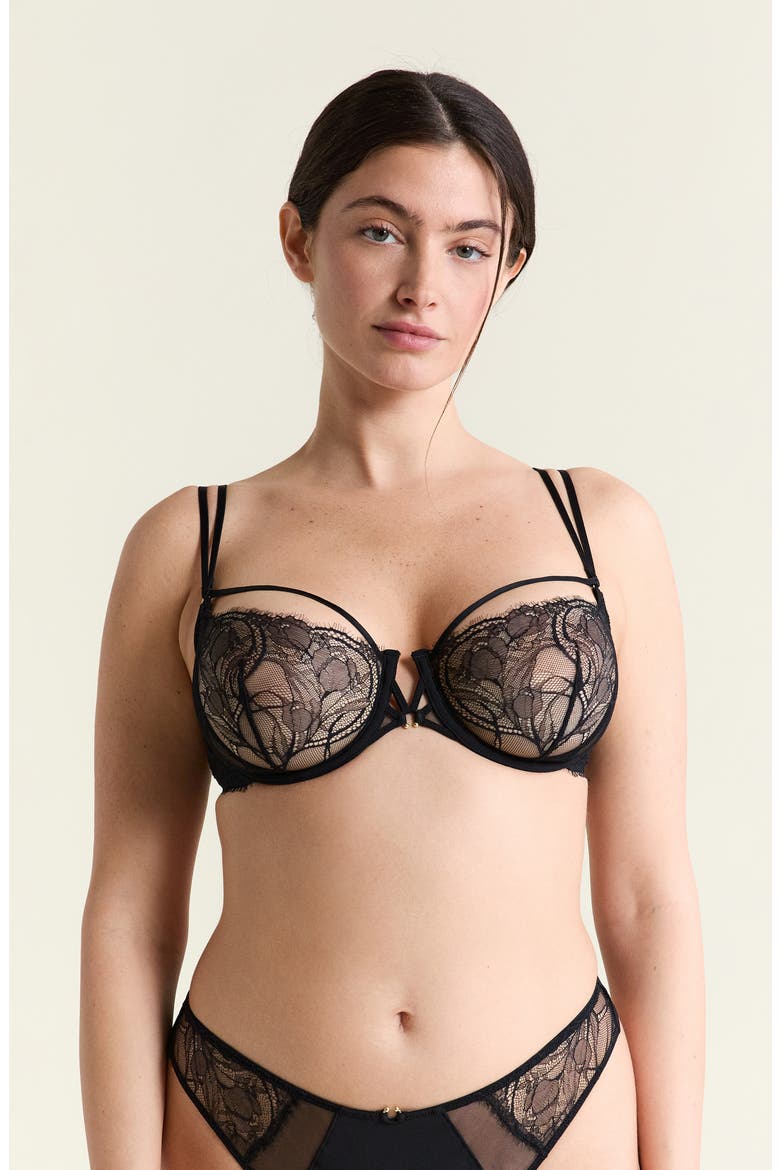Vertige N°9 Underwire Balconette Bra, Alternate, color, BLACK