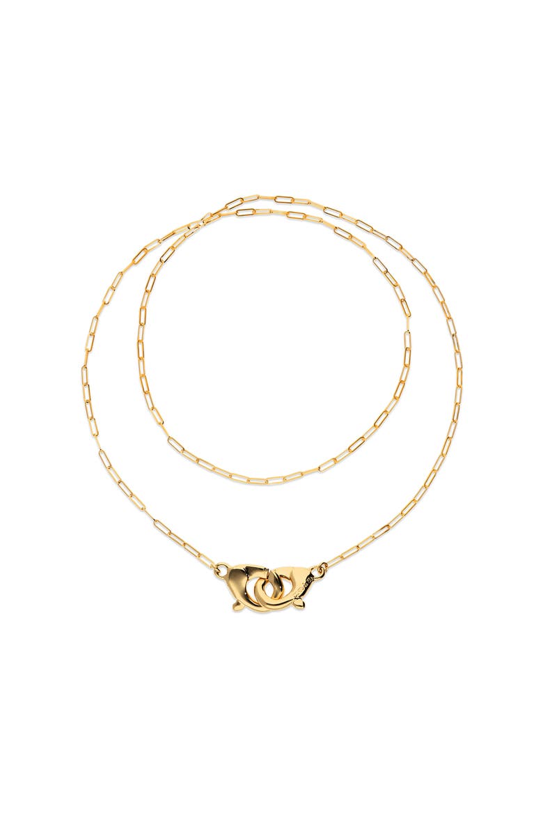 Long 18k gold-plated necklace with interlocking carabiner detail, Main, color, Gold