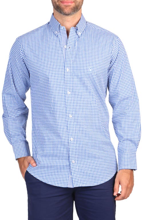 TailorByrd Gingham Stretch Button-Down Shirt in Royal 