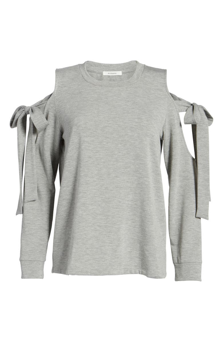Pleione Cold Shoulder Tie Sleeve Sweatshirt, Alternate, color,