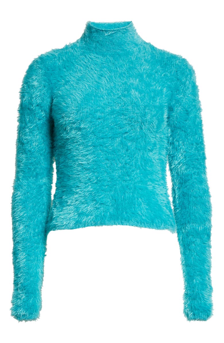 Stella McCartney Compact Faux Fur Turtleneck Sweater, Alternate, color, 